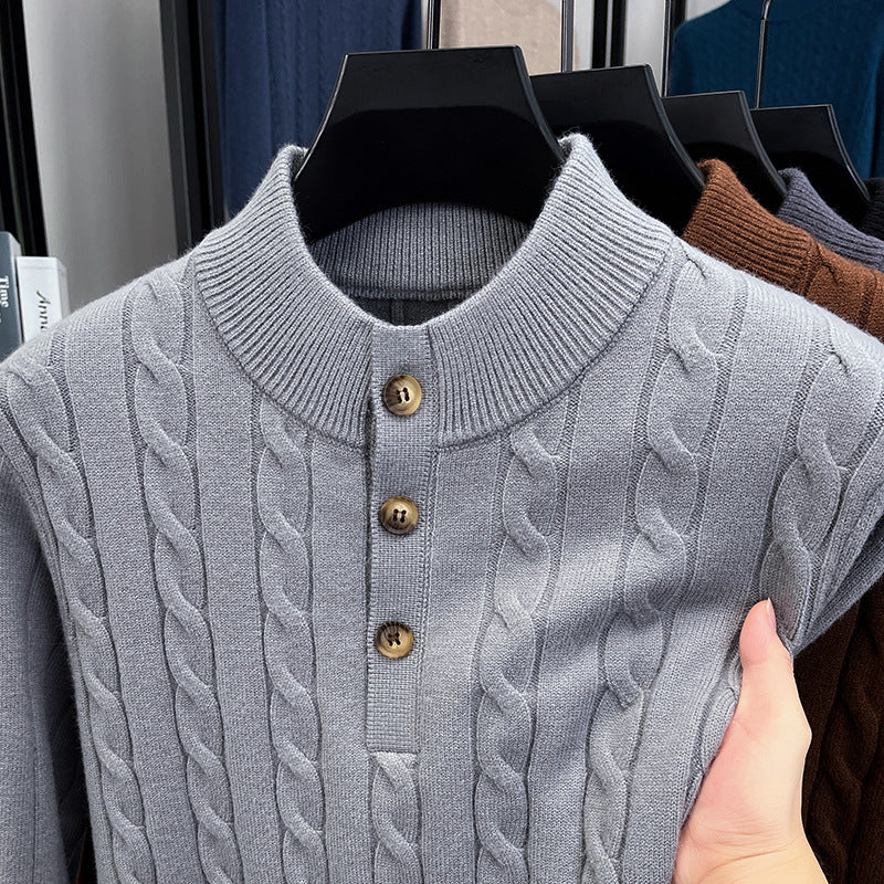 Thick Jacquard Warm Young And Middle-aged Soft Turtleneck Sweater