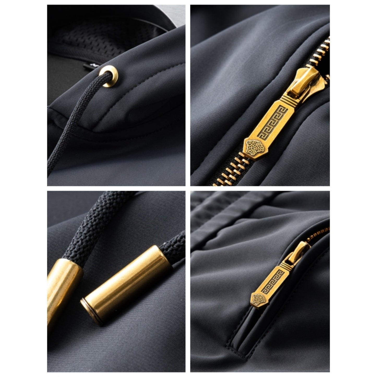 Contrast Color Men's Thickened Two-piece Suit Sweater Zipper Casual Suit