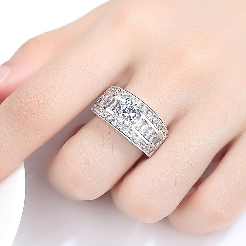 Creative Trend Zircon Claw Heart Arrow Female Adjustable Size Ring